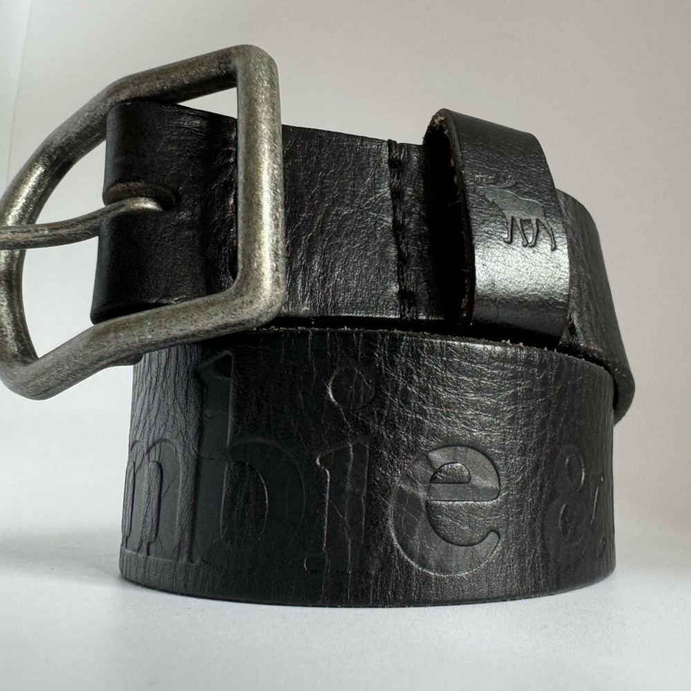 Vintage Abercrombie Moose Stamped Black Leather Belt